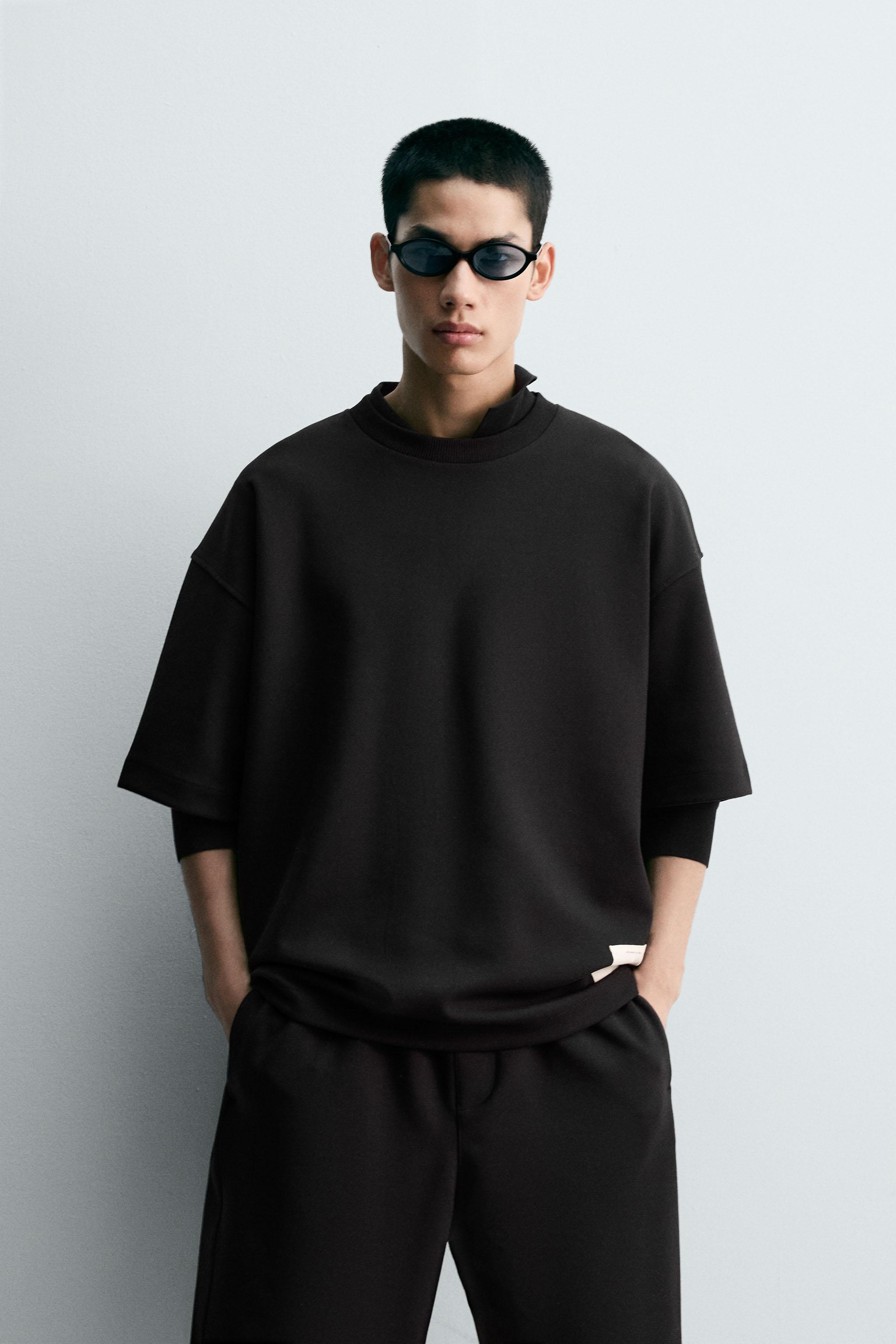 国内発送★ZARA★インターロックテクスチャー*スウェットシャツ インターロックテクニカルスウェットシャツ - ブラック | ZARA