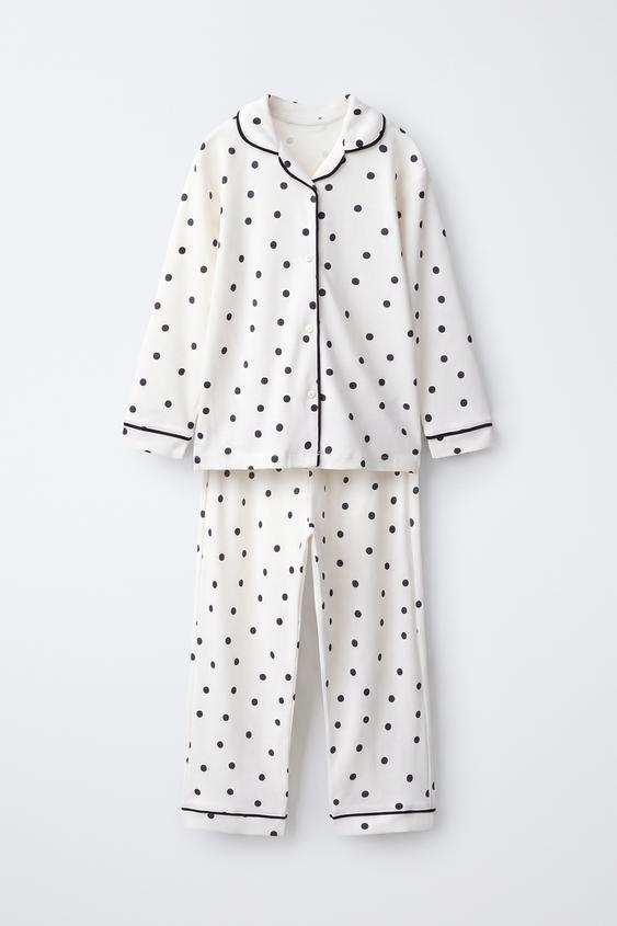 6-14 AÑOS/ PIJAMA ESTAMPADO TOPOS - Negro / Crudo de Zara - Imagen 0