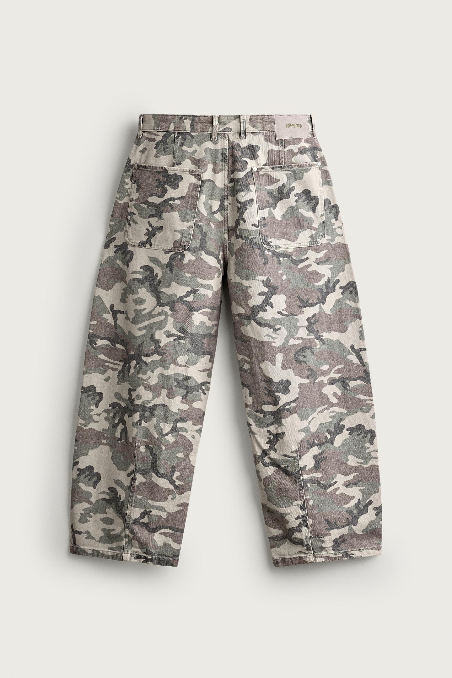 Мужские брюки Zara Abstract Print Barrel-Fit, цвет: Хаки — фото 8