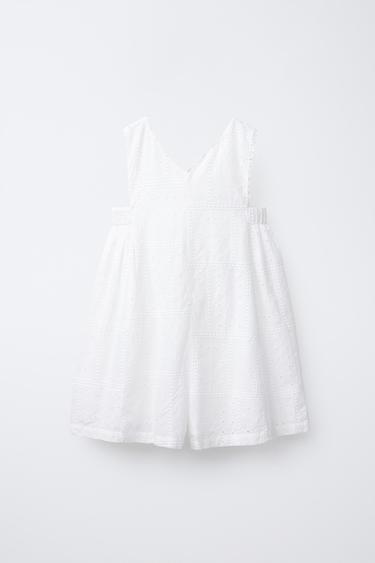 Zara SWISS EMBROIDERED SHORT JUMPSUIT - White - Image 0