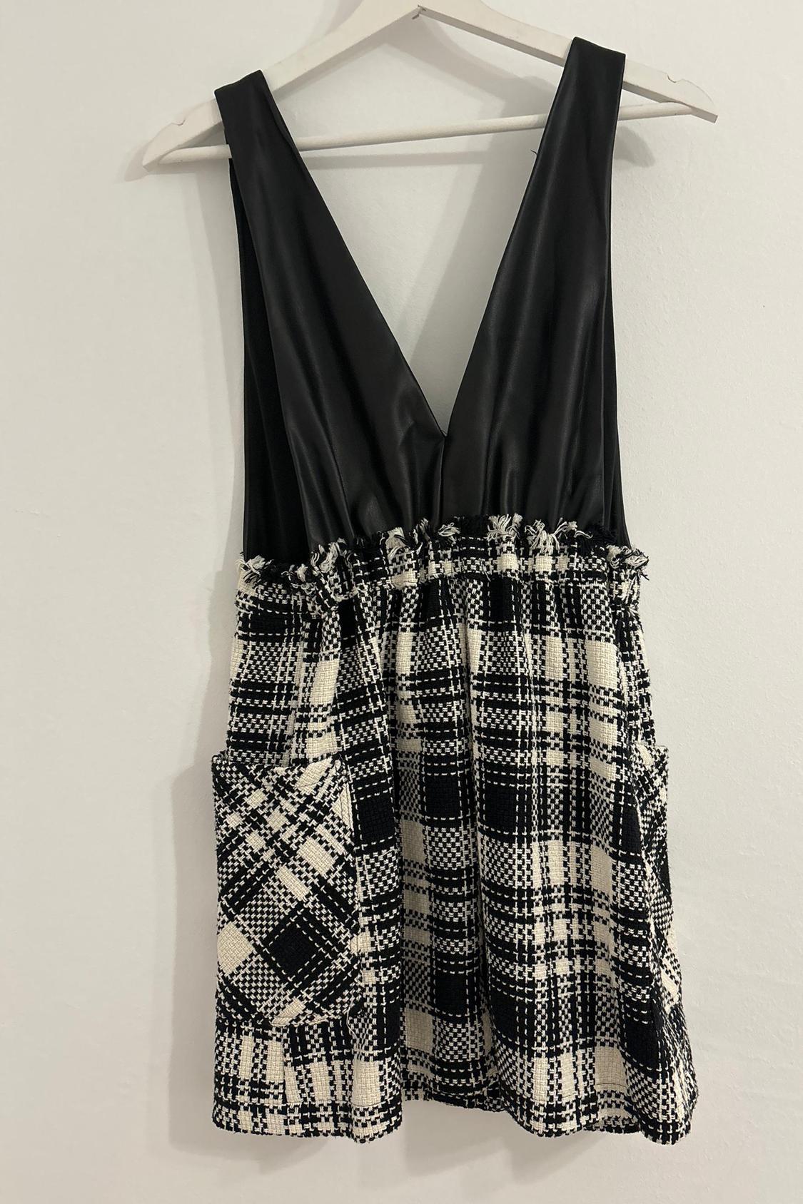 CONTRAST CHECK PINAFORE DRESS - Image 3