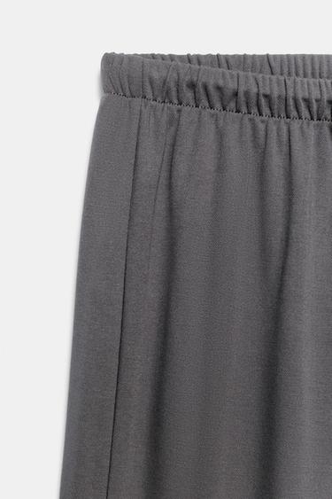 PANTALON FLUIDE À CORDONS - Gris bleu de Zara - Image 7