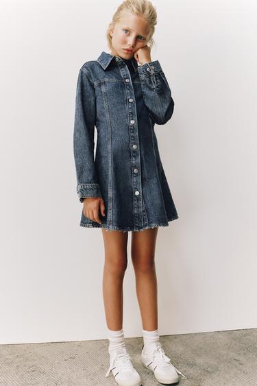 فستان DENIM بخياطات - أزرق الخاص بـ Zara