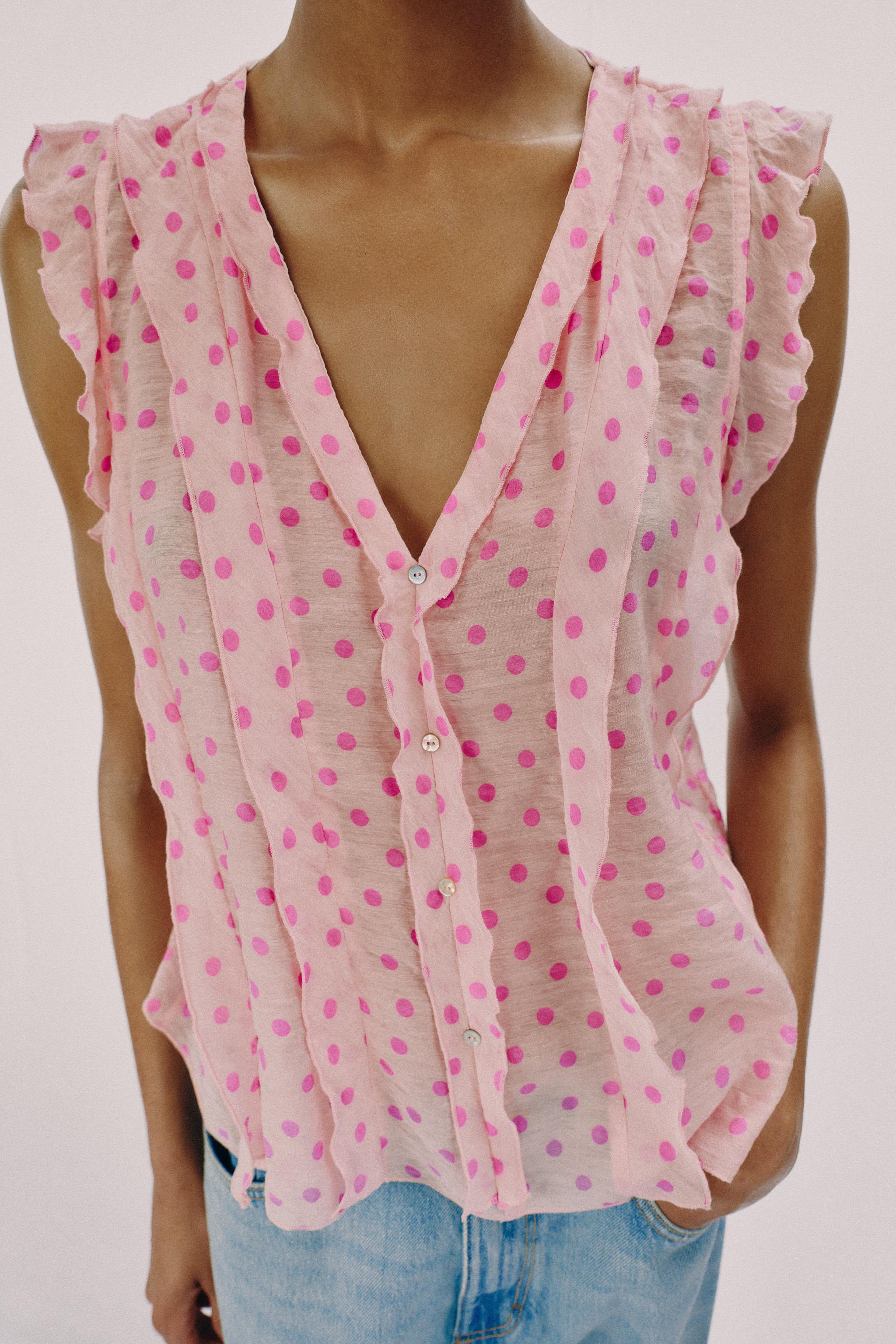 POLKA DOT PRINT BLOUSE — Pinks