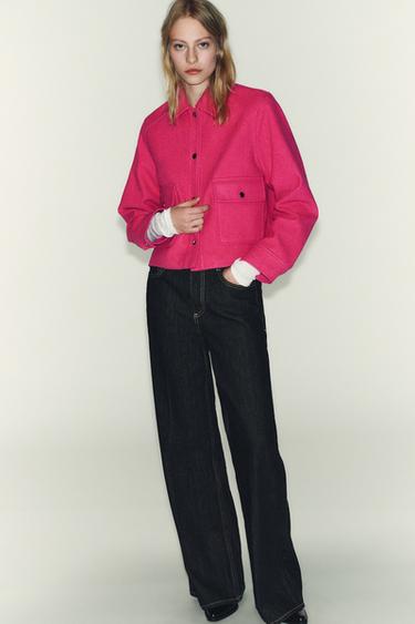 Zara SOFT JACKET WITH METAL BUTTONS - Fuchsia