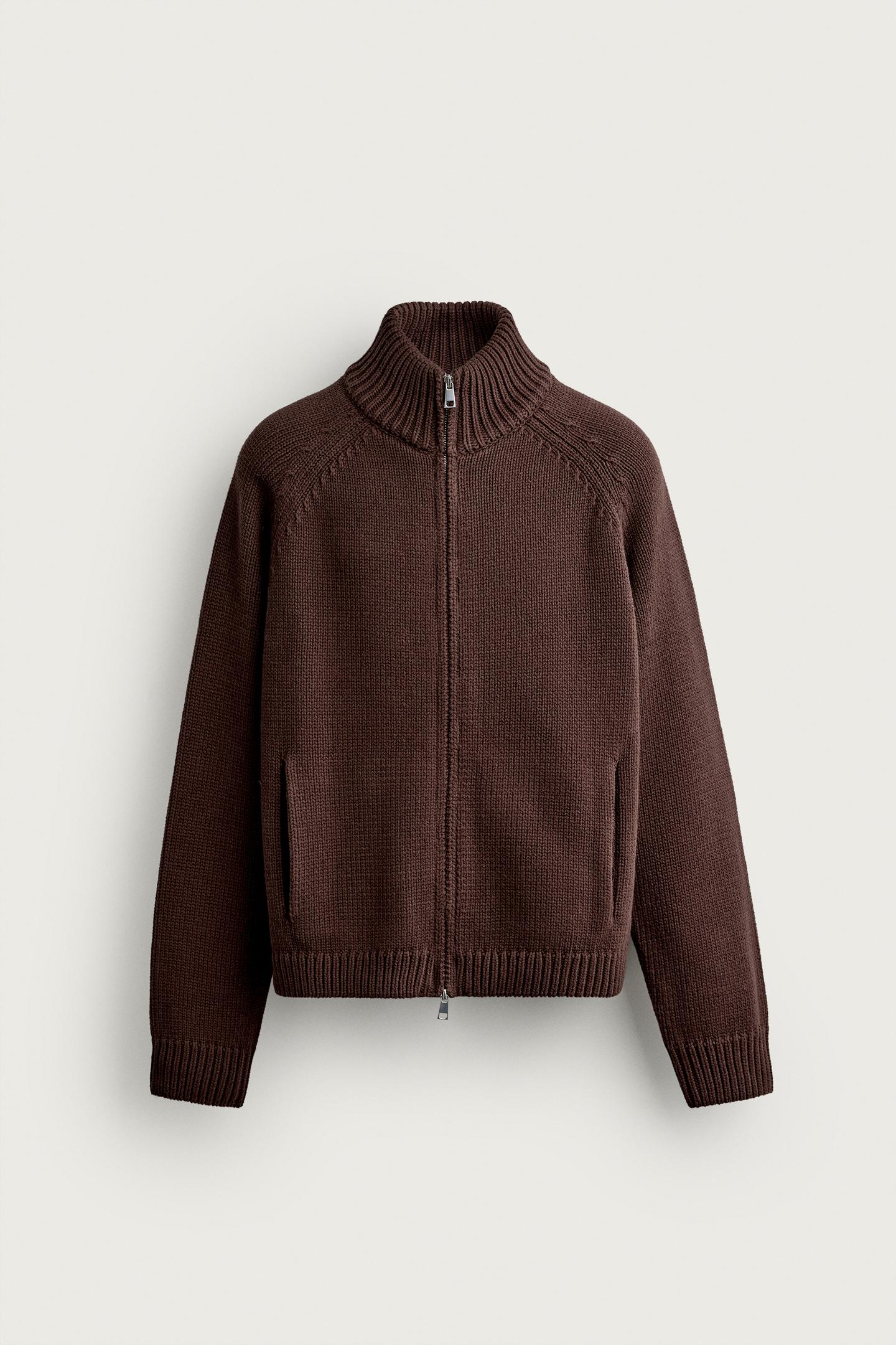 Кардиган Zara ZIP, цвет: Коричневый — фото 5