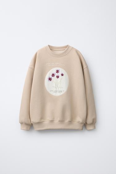 EMBROIDERED PATCH SWEATSHIRT - Beige by Zara - Image 0