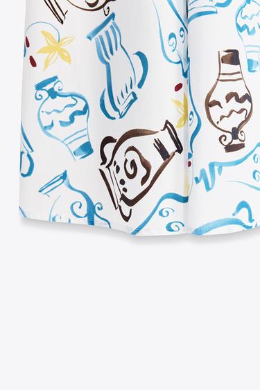 PRINTED POPLIN MIDI SKIRT - Blue/White by Zara - Image 6