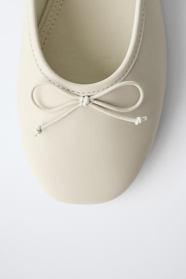 LEATHER BALLET FLATS - Ecru White by Zara - Image 5