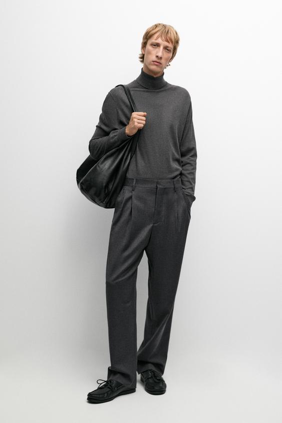 Zara Cotton blend high neck knit sweater - Anthracite Gray - Image 0