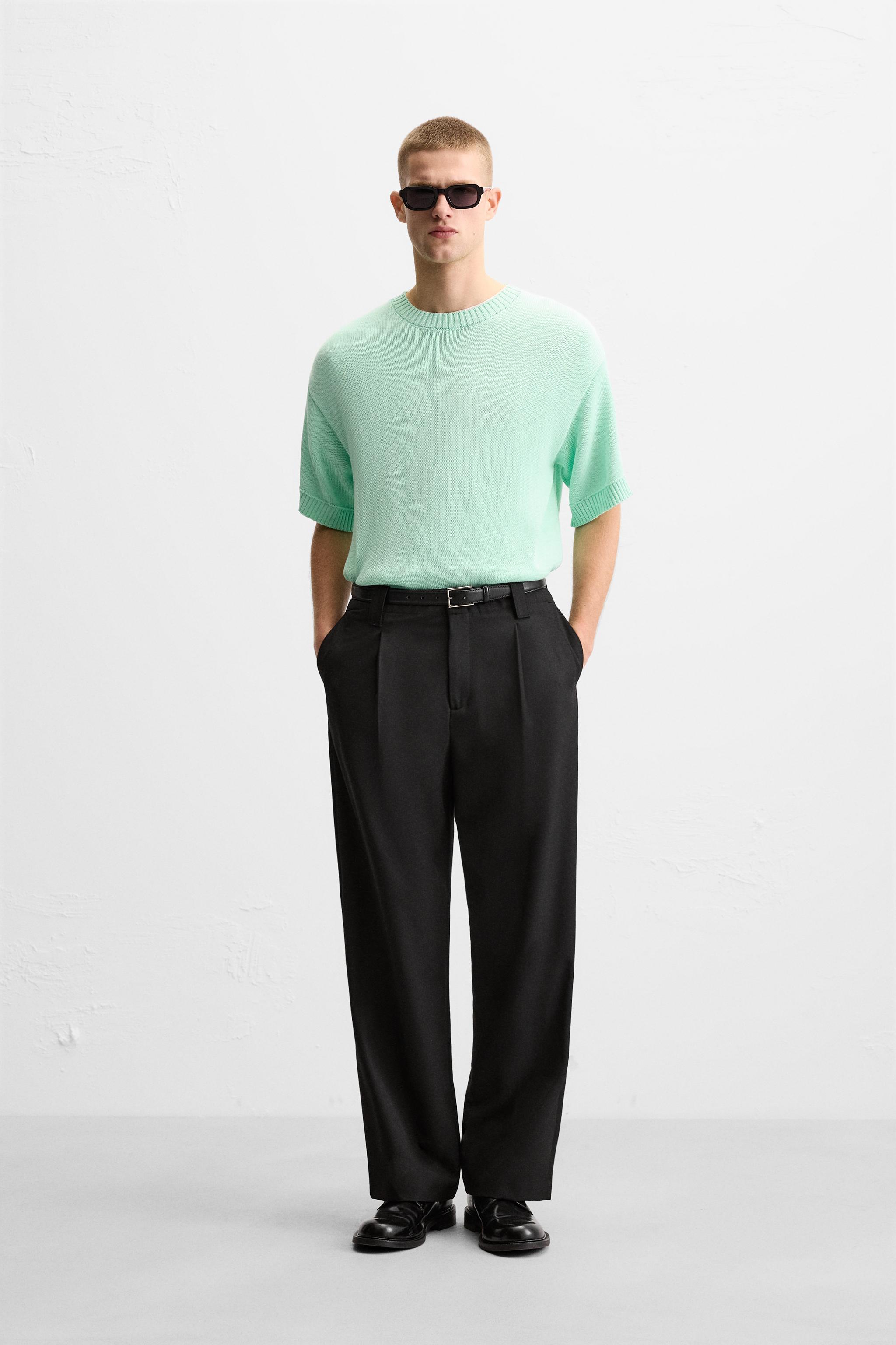 テクスチャーニットTシャツ - ウォーターグリーン | ZARA Japan