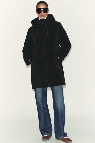RUBBERISED WINDPROOF SEMI-LONG ANORAK - Black by Zara