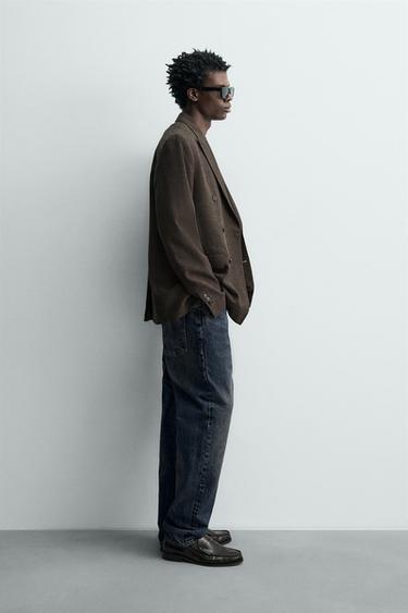 BLAZER CROISÉ EN LAINE - Marron foncé de Zara - Image 3