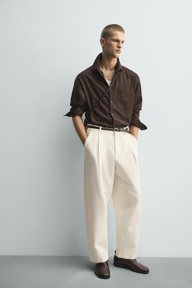 RELAXED FIT PLEATED TROUSERS - Oyster-white by Zara - Image 5
