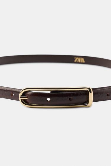 CEINTURE FINE 100 % CUIR - Marron de Zara - Image 3
