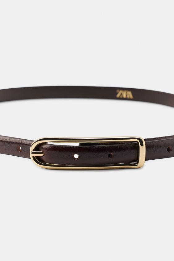 CEINTURE FINE 100 % CUIR - Marron de Zara - Image 3