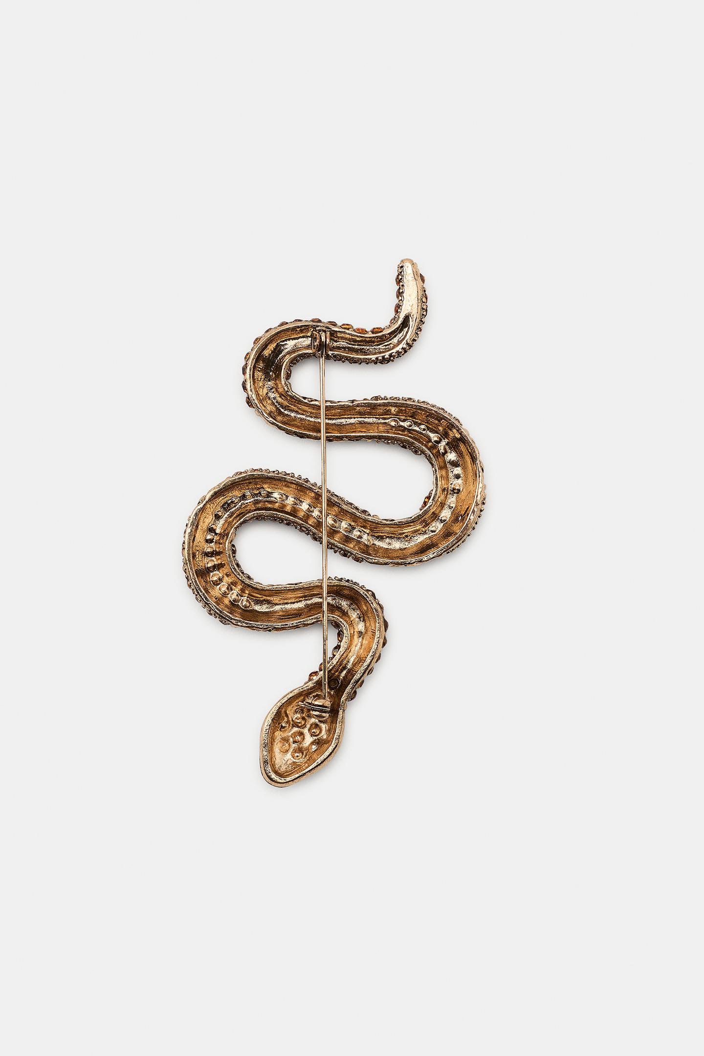 Женская брошь Zara Rhinestone Snake, цвет: Оранжевый — фото 3