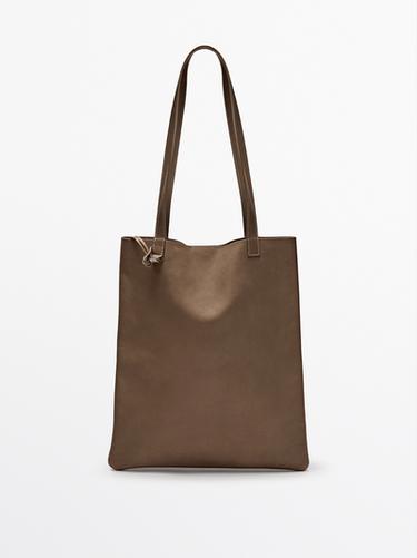 Bolso tote piel napa - Beige claro de Zara