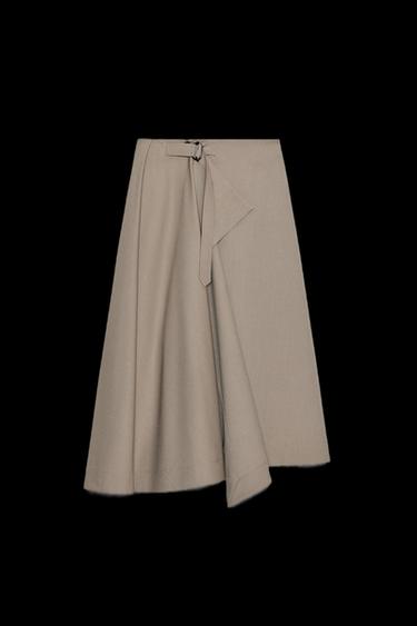 FALDA PAREO HEBILLA ZW COLLECTION - Visón de Zara - Imagen 0