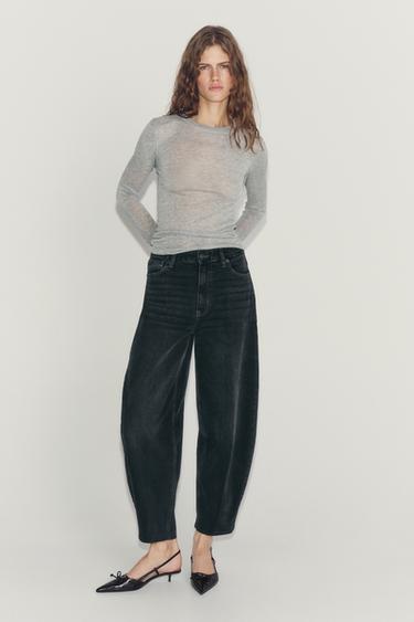JEANS ZW COLLECTION TAPERED TIRO ALTO - Gris antracita de Zara