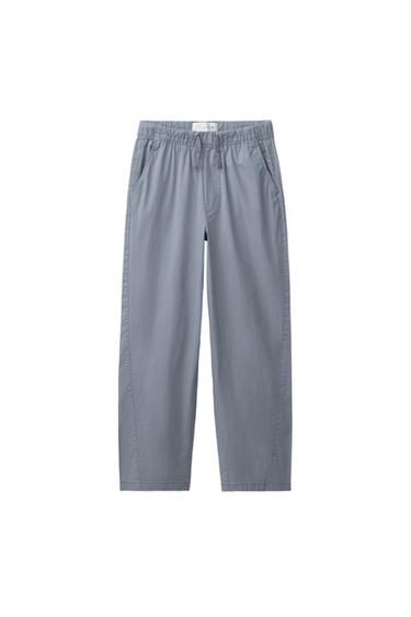 GERADE GESCHNITTENE POPELINHOSE - Blau verwaschen von Zara