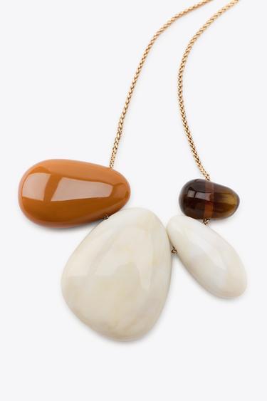 COLLIER CHAÎNE PIERRES RÉSINE - Doré de Zara - Image 3
