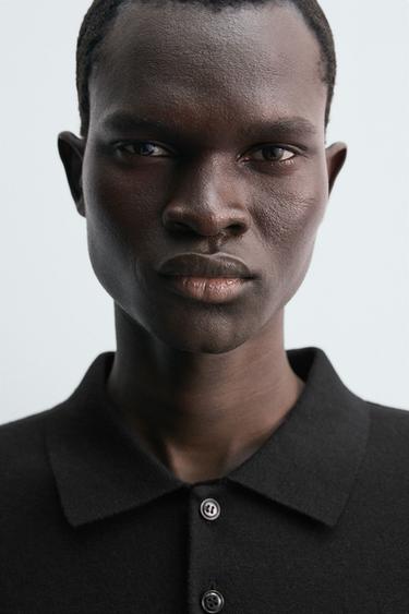 POLO EN MAILLE DE COTON ET LAINE - Noir de Zara