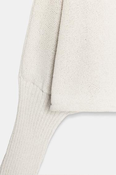 SHORT KNIT BATWING JUMPER - Ecru by Zara - Image 8