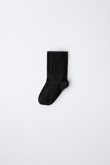 THREE-PACK OF LONG SPORTS SOCKS - Black by Zara - Image 0