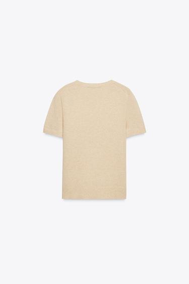 PULL MANCHES COURTES 100 % CACHEMIRE - Sable de Zara - Image 7