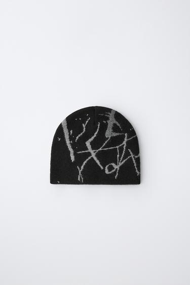 GRAFFITI KNIT BEANIE — Black 1