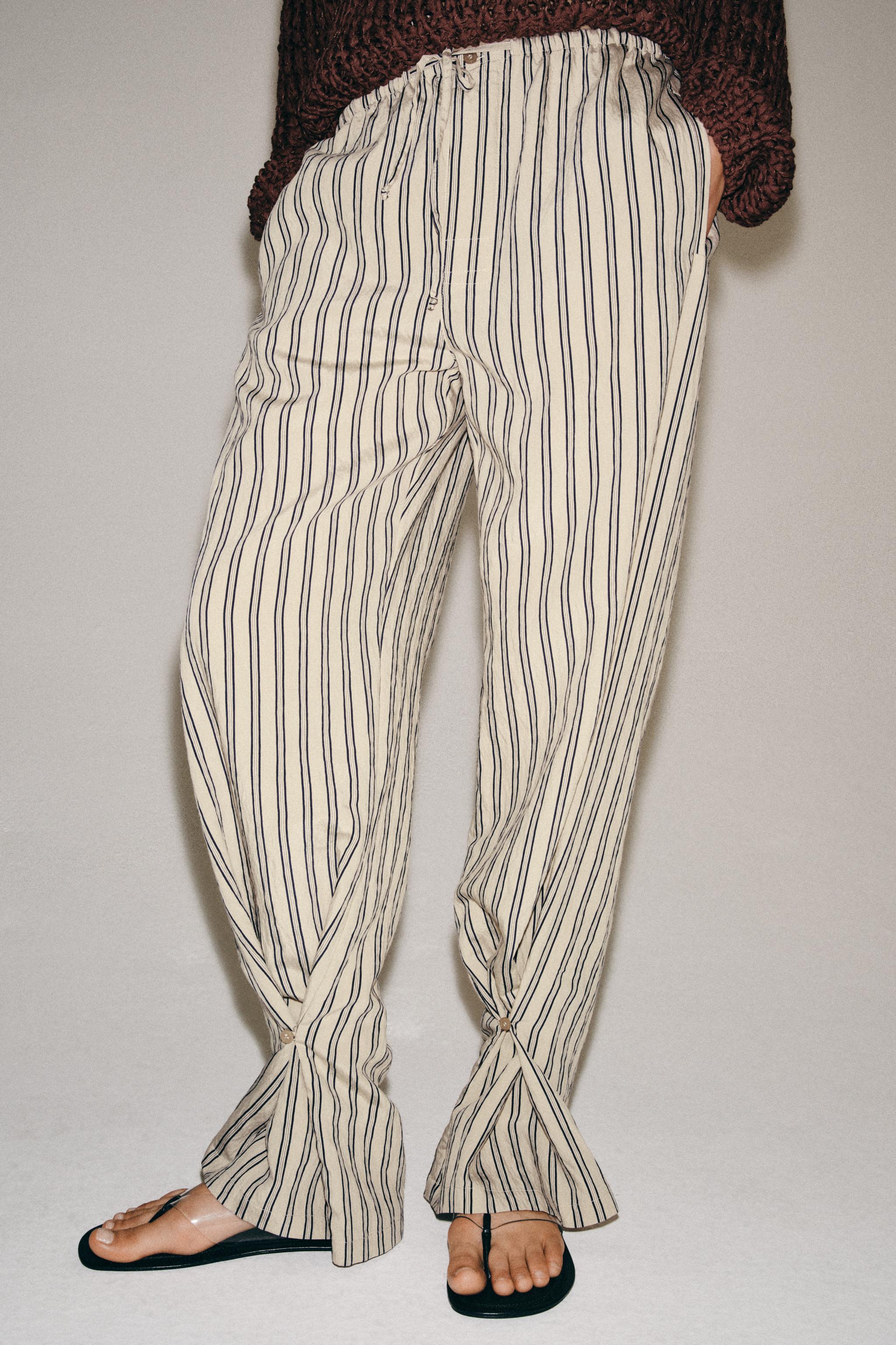 ZW COLLECTION STRIPED STRAIGHT LEG PANTS — Gray