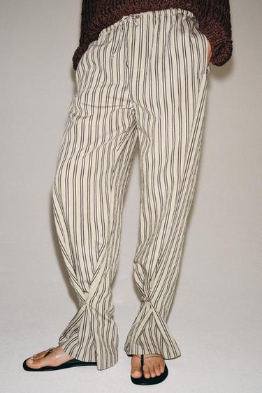 PANTALON DROIT À RAYURES ZW COLLECTION - Gris de Zara