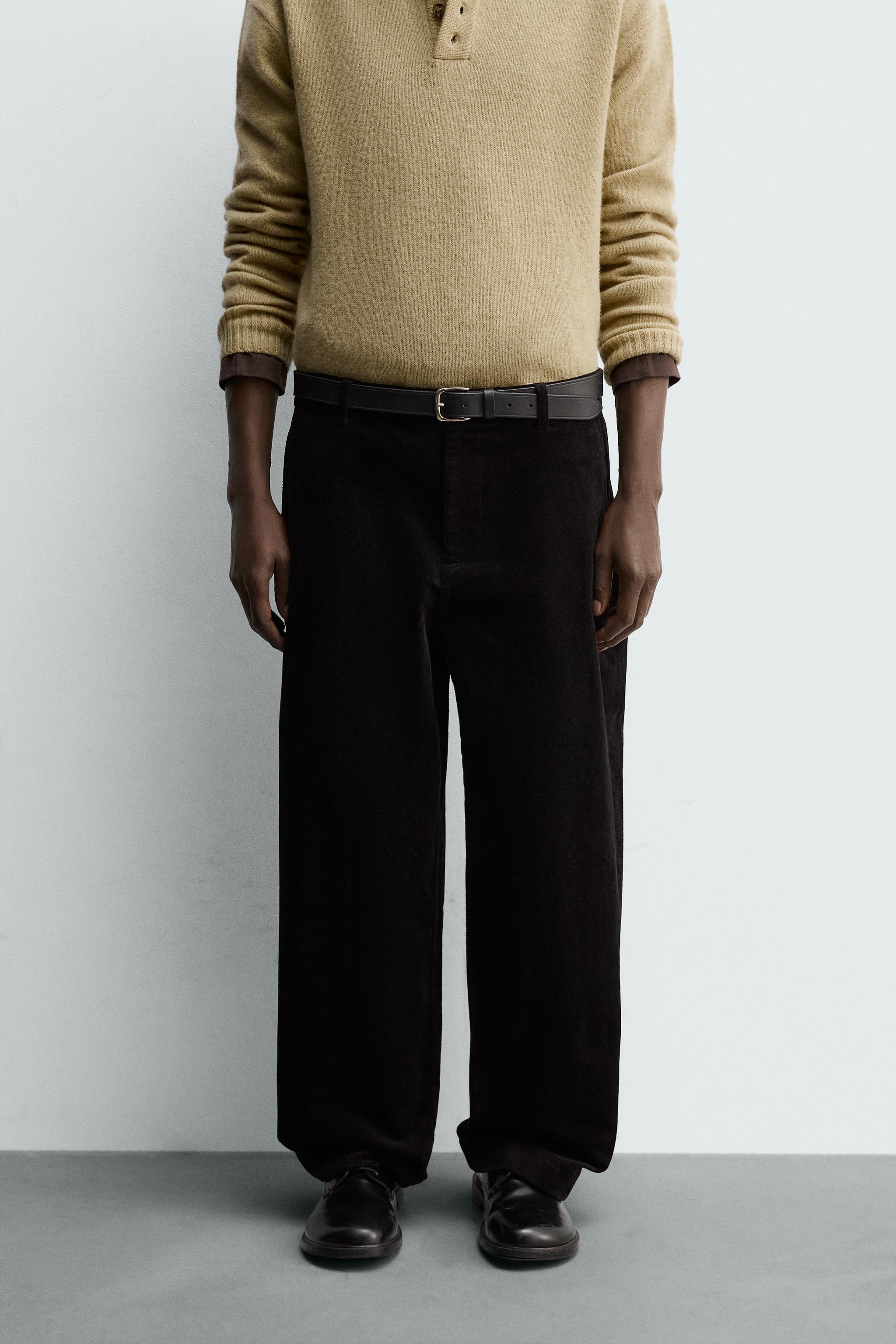 TEXTURED TAPERED FIT PANTS