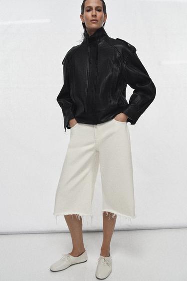 Zara LEATHER BOMBER JACKET ZW COLLECTION LIMITED EDITION - Black - Image 0