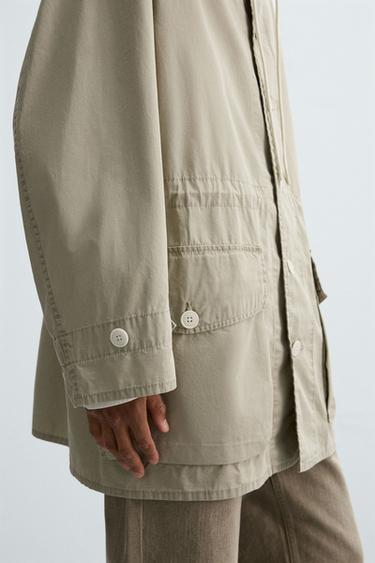 PARKA LÉGÈRE COURTE EN COTON - Vert gris de Zara - Image 5