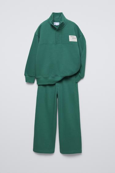 Zara LABEL SWEATSHIRT AND PANTS SET - Green