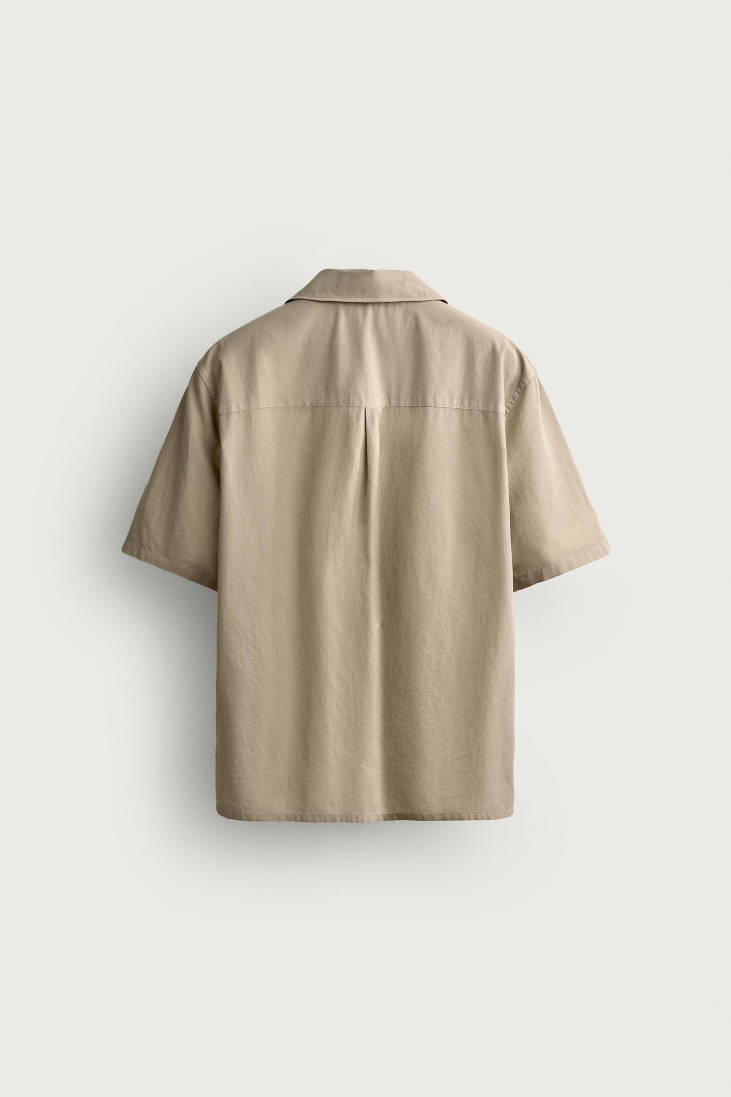 Мужская рубашка Zara Cotton Voile, цвет: Серо-коричневый серый — фото 8