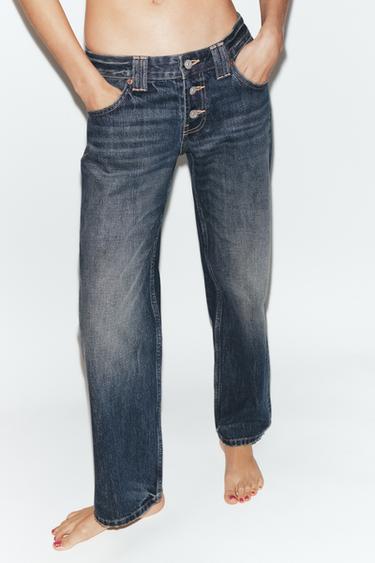 TRF LOW-RISE STRAIGHT-LEG JEANS - Navy blue by Zara