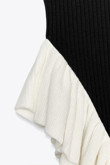 CONTRAST KNIT TOP - Black / White by Zara - Image 7