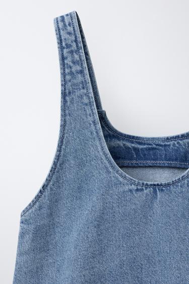 DENIM DRESS WITH EMBROIDERED FLOWERS - Blue by Zara - Image 3