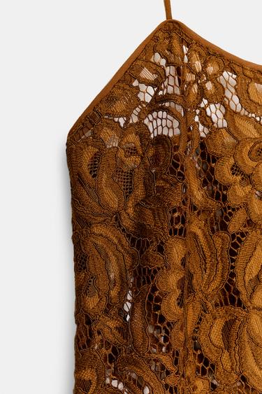 TOP À BRETELLES EN DENTELLE ZW COLLECTION LIMITED EDITION - Moutarde de Zara - Image 7