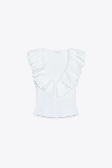 RUFFLED TOP - White by Zara - Image 5