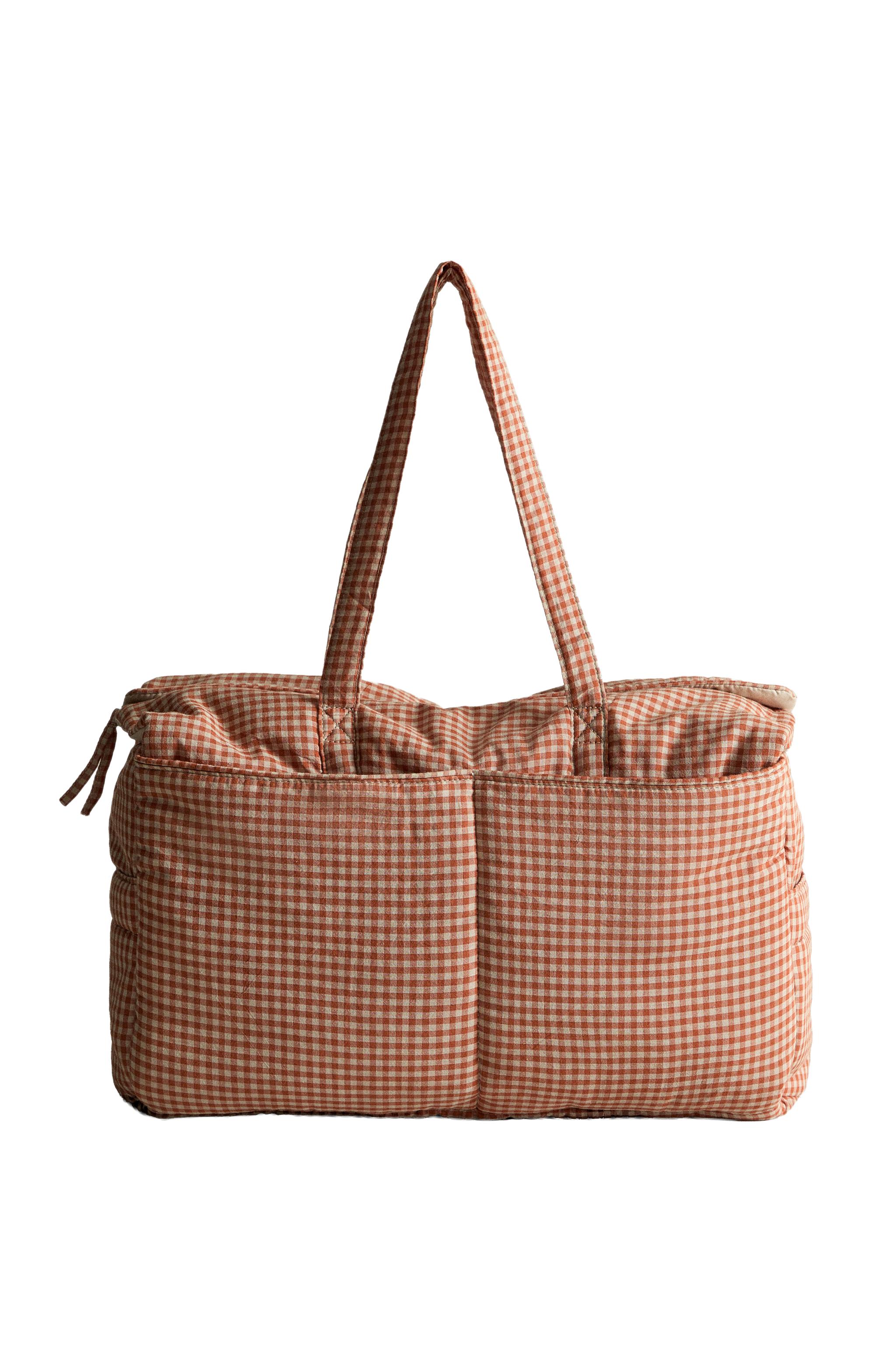 コットン ギンガムチェック マザーズバッグ - ダークオレンジ | ZARA
