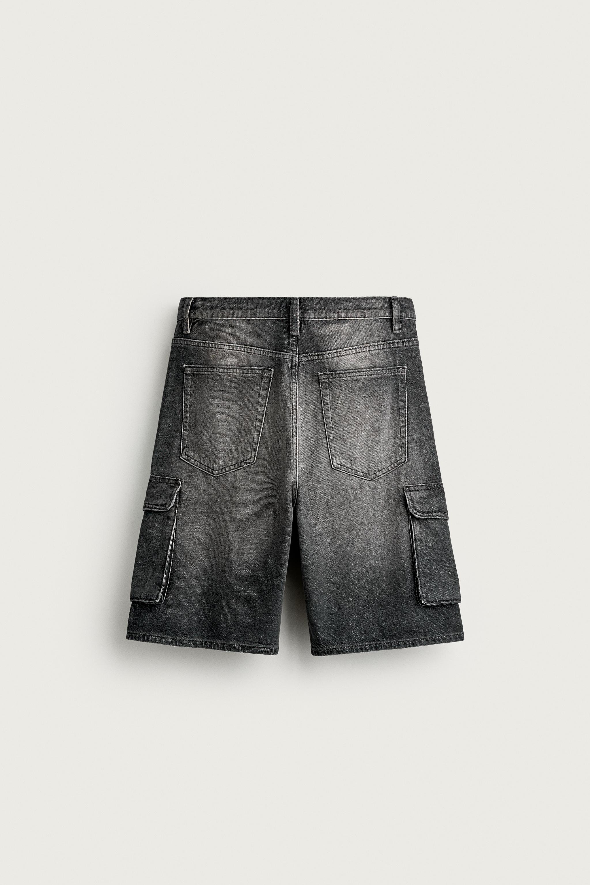 Мужские шорты Zara VINTAGE-EFFECT BAGGY CARGO SHORTS — фото 7