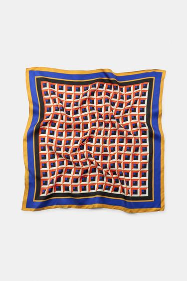 100% SILK PRINTED SCARF — Orange 2