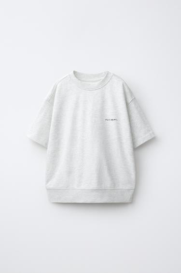 CAMISETA TEXTO BORDADO - Gris vigoré de Zara