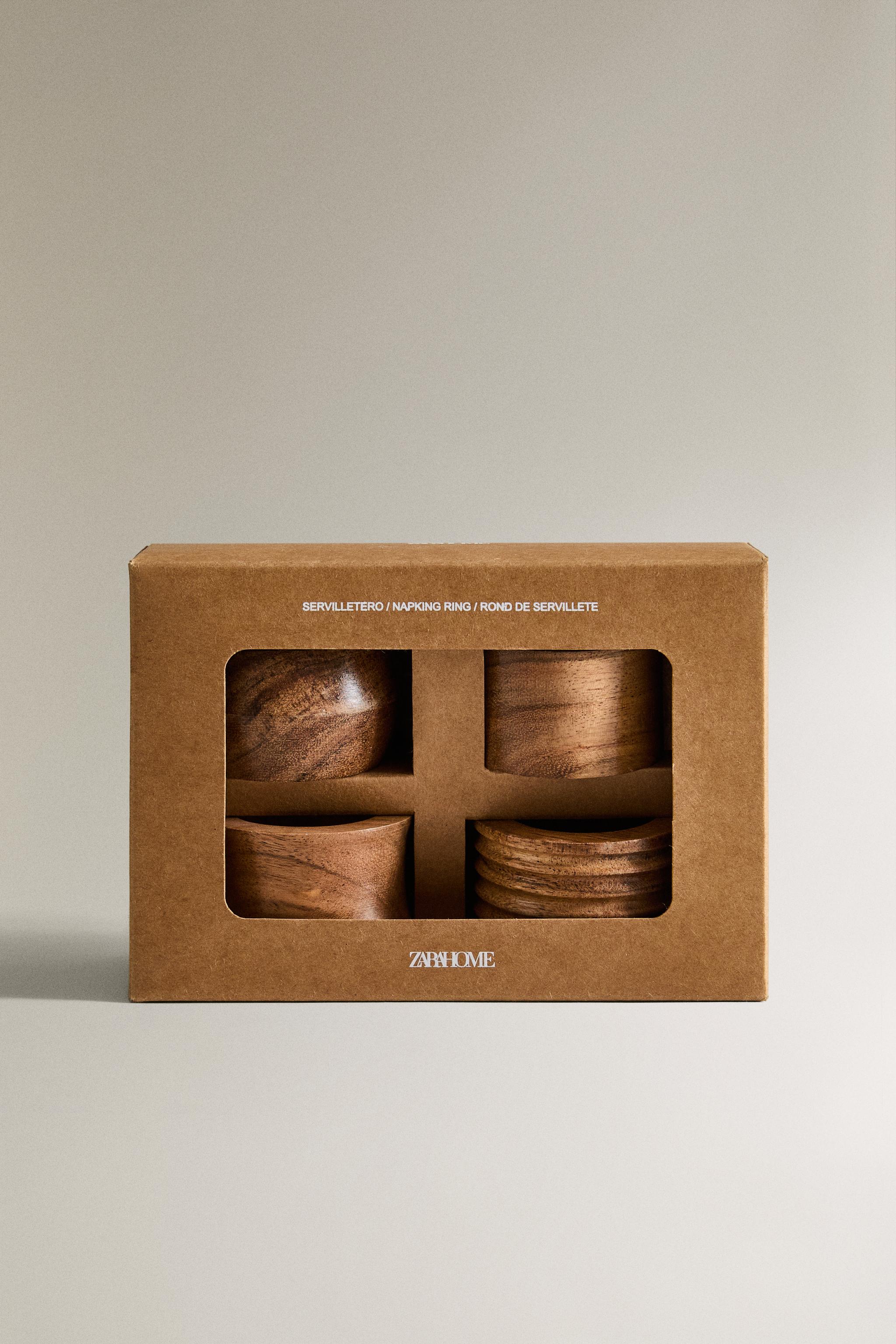 LOT ROND DE SERVIETTE EN BOIS (LOT DE 4)