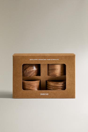 PACK OF WOODEN NAPKIN RINGS (PACK OF 4) - Light beige by Zara - Image 3