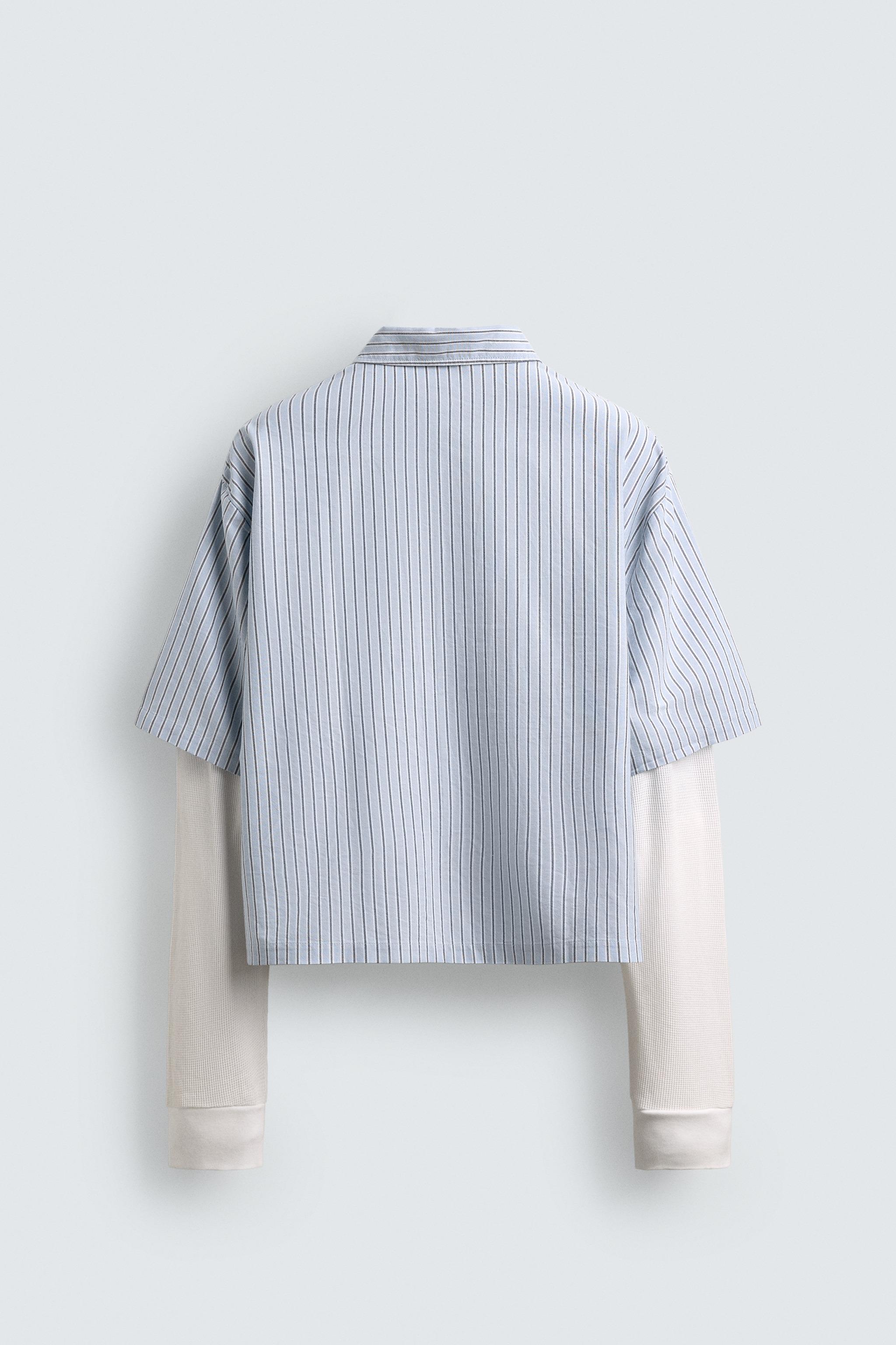 CHEMISE À RAYURES AVEC MANCHES EFFET DOUBLE